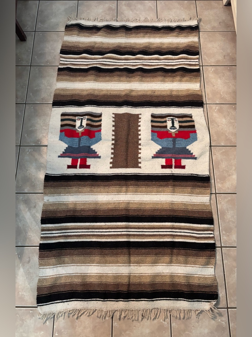 Vintage Ole Mexican/Southwest Handwoven Charming Rustic Blanket/Rug/Wall Art